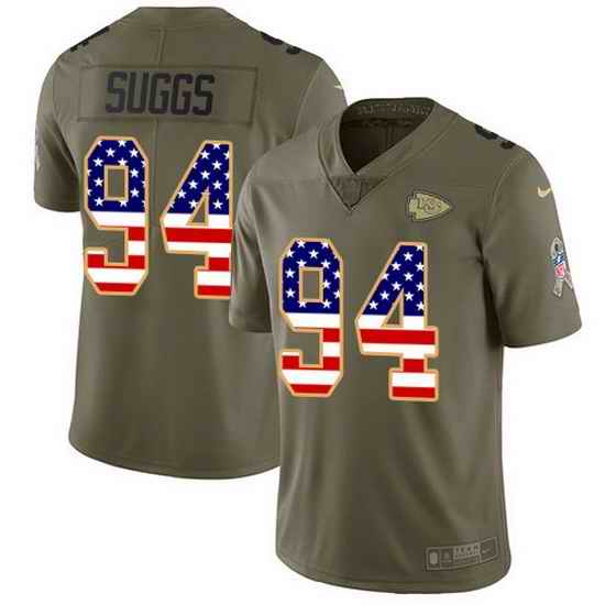 Nike Chiefs 94 Terrell Suggs Olive USA Flag Men Stitched NFL Limited 2017 Salute To Service Jersey